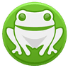 white & green frog logo
